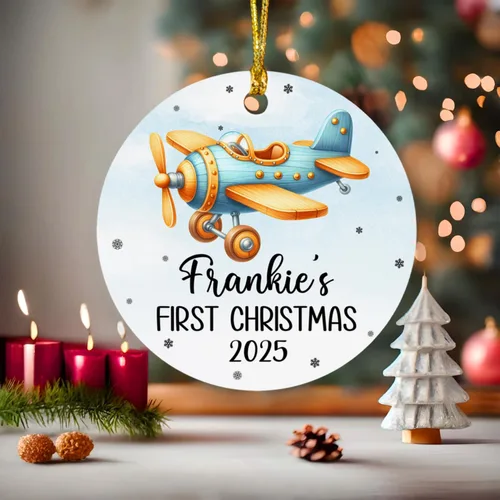 Vista 6 de Adorno de Navidad para bebé de avión, adorno personalizado para bebé niña niño Navidad 2026, regalo para papá recién nacido, mamá recién nacida