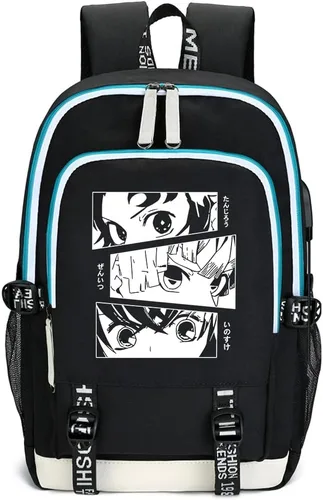 Vista 6 de DIOMMELL Mochila de anime con capacidad de lona para laptop espaciosa con ojos de manga