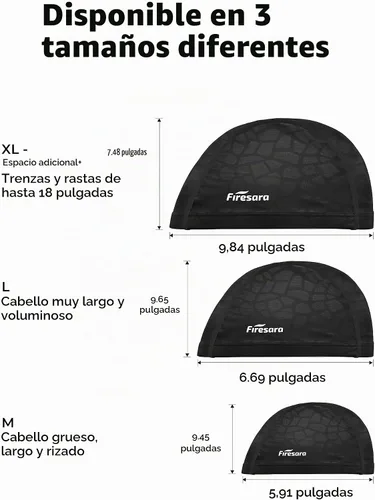Vista 4 de Gorro de natación de tela Firesara, gorro de baño de alta elasticidad mantiene el cabello limpio y transpirable, se ajusta tanto al cabello largo