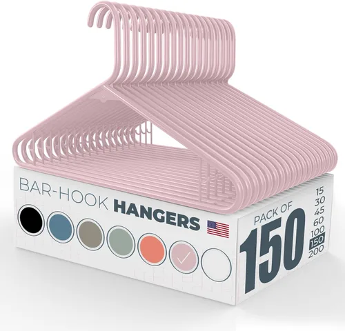 Vista 52 de Perchas de plástico de 15 unidades – Hechas en EE.UU. – Capacidad de 2.7 kg, perchas estándar de ropa con ganchos de correa para vestidos, lencería