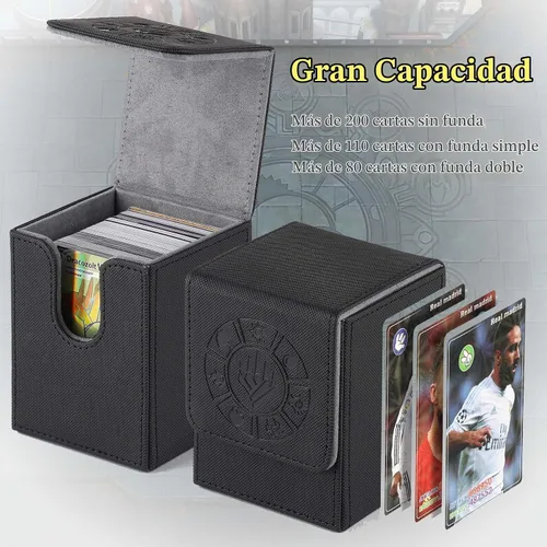 Vista 2 de Caja para mazos de cartas Arkeiliy, caja de almacenamiento de más de 110 cartas MTG con 50 fundas para cartas, estuches coleccionables para cartas