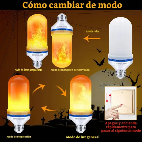 Vista 5 de CPPSLEE - Bombillas LED de llama mejoradas, bombillas parpadeantes de 4 modos, bombilla de llama de base E26 para decoraciones de Halloween al aire