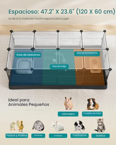 Vista 3 de SONGMICS Jaula de conejillo de indias, jaula de conejo,Jaula de animales Negro