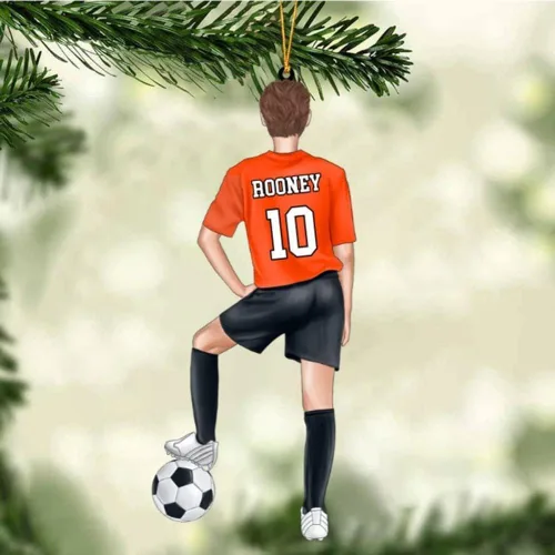 Vista 16 de Adorno de Navidad personalizado para jugadores de fútbol, nombre y número personalizados, regalo para los amantes del fútbol, marido, cumpleaños