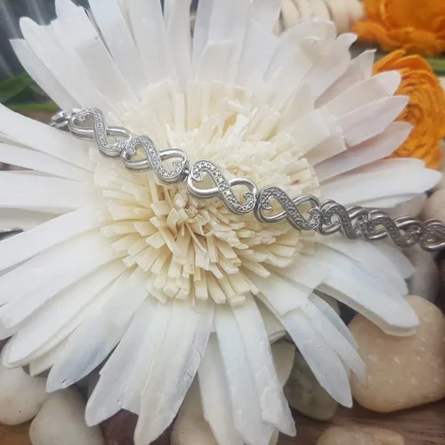 Vista 2 de Dazzlingrock Collection Pulsera de eslabones de tenis con corazón infinito de diamantes blancos redondos de 0.30 quilates (ctw) 13 CT, plata