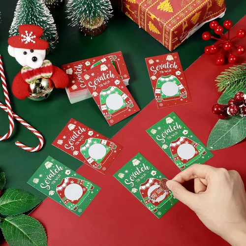 Vista 3 de Funrous 50 Piezas Tarjetas Navideñas de Raspar Juego de Raspar de Suéter Feo Tarjetas de Navidad Juegos Navideños de Vacaciones Decoraciones