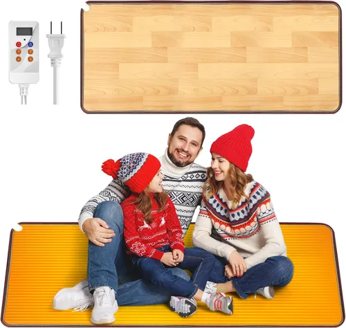 Vista 11 de QOUBAI Alfombra Calefactora de Suelo de PVC de 110V Calentador para Calentador de Pies Debajo del Escritorio 22 x 20 Pulgadas Almohadilla Térmica