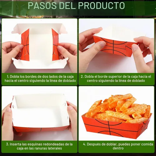 Vista 4 de Hoolerry - Paquete de 48 bandejas de papel para fiestas temáticas