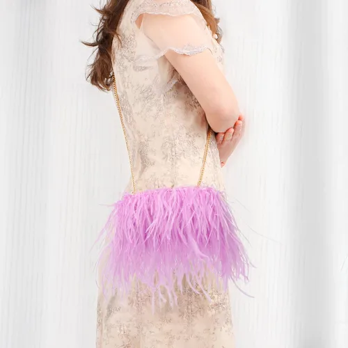 Vista 6 de Bolso de mano para mujer, bolso de mano de plumas, bolso de noche, bolso cruzado de hombro, bolso de fiesta de boda