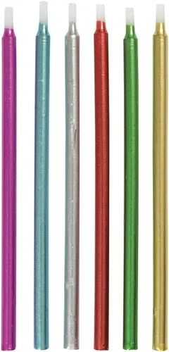 Vista 5 de Unique Elegantes velas de cumpleaños plateadas, 5 pulgadas (paquete de 12), acabado metálico deslumbrante, perfectas para celebraciones y fiestas