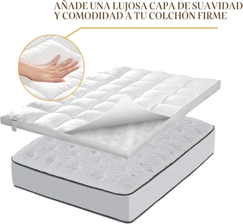Vista 3 de D & G THE DUCK AND GOOSE CO - Cubrecolchón extragrueso tamaño queen con relleno abundante de fibra de gel (Tamaño individual [39 x 75 x 2 pulgadas]