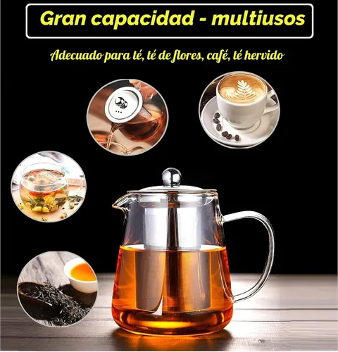 Vista 4 de Tetera de Vidrio de Tamaño Mini Tetera de Té - con Infusor Extraíble de Acero Inoxidable para Té Floreciente y Té de Hojas Sueltas, Apta