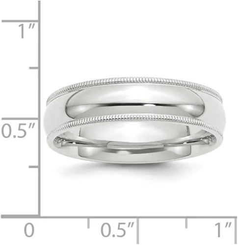 Vista 2 de Anillo de boda de oro blanco macizo de 14 k de 0.236in de ajuste cómodo milgrain