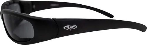 Vista 7 de Global Vision Chicago - Gafas de sol acolchadas para motocicleta, paquete de 2 unidades, montura negra, lentes transparentes y ahumadas, Negro