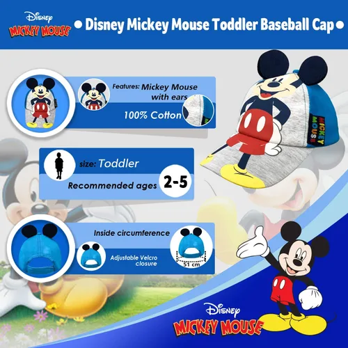 Vista 2 de Disney Mickey Mouse - Gorra de béisbol de algodón para niños 2 a 5 años