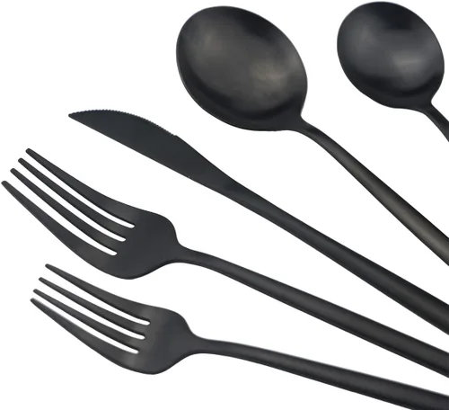 Vista 6 de Juego de cubiertos de acero inoxidable 18/10 con acabado satinado mate, 20 piezas, cuchara, tenedor, cuchillos, cubiertos, servicio para 4