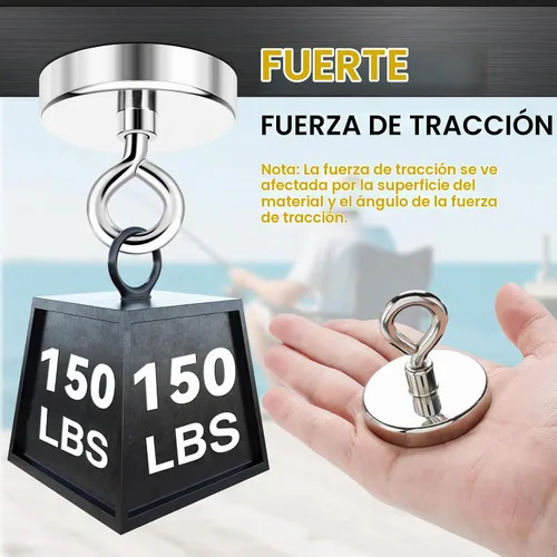 Vista 4 de DIYMAG Imán de pesca, imanes fuertes grandes de 1,42 pulgadas 150Lbs para levantar