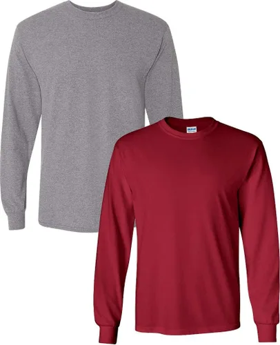 Vista 83 de Gildan - Camiseta de algodón y de manga larga para hombre, modelo G2400 (1) verde irlandés + (1) negro