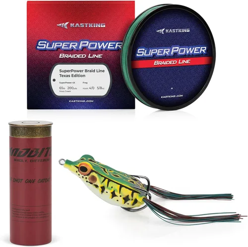 Vista 11 de KastKing Superpower - Línea de pesca trenzada Texas Edition, 4 piezas de señuelos trenzados y lubina, con cebos duros y suaves, agua superior