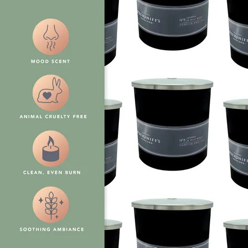 Vista 4 de Pecksniffs - Vela perfumada de ámbar negro y madera Oud 1 mecha, 6.49 onzas
