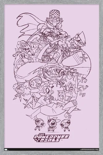 Vista 15 de Trends International Póster de pared de boceto de grupo de chicas superpoderosas, 14.725 x 22.375 pulgadas, versión enmarcada de madera de granero