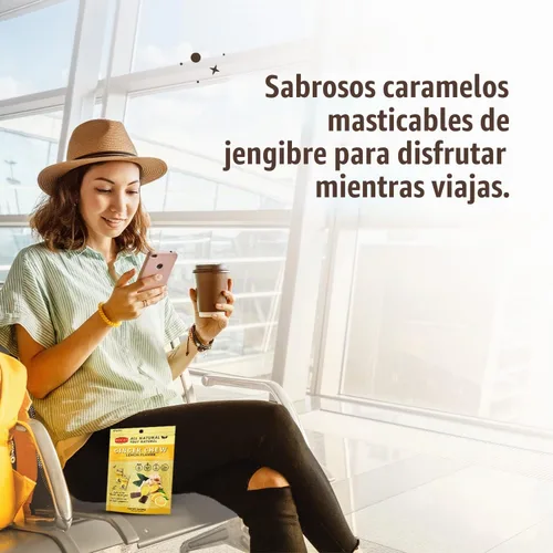 Vista 4 de Pocas Lemon Ginger Chews - Masticables de jengibre dulce y picante, bocadillos bajos en calorías envueltos individualmente, caramelo de jengibre