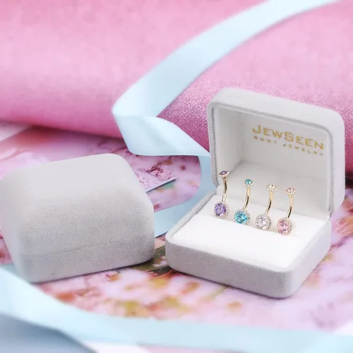 Vista 5 de Jewseen Anillo de ombligo de oro de 14 quilates con circonita cúbica brillante, piercing para el ombligo, joyería para el cuerpo