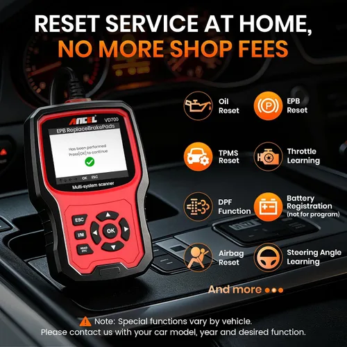 Vista 3 de ANCEL VD700 OBD2 Herramienta de lectura de códigos de diagnóstico y escaneo Compatible con Volkswagen Audi VW Skoda Seat, escáner OBD11 de todas