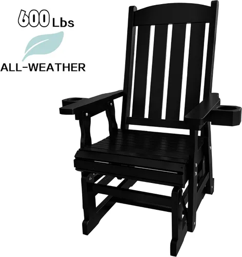 Vista 4 de Fortune Candy Planeador de madera para patio para una persona, con respaldo alto y asiento contorneado profundo, madera de abeto maciza, resistente