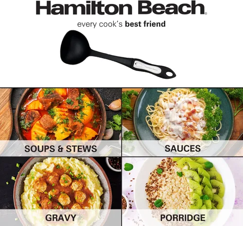 Vista 7 de Hamilton Beach Cuchara de plástico para cocinar Mango antideslizante de nailon largo y suave al tacto de 13 pulgadas Antiadherente resistente al