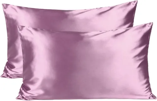 Vista 11 de Yanibest Funda de almohada de satén, fundas de almohada de seda para cabello y piel con cremallera, juego de 2 fundas de almohada estándar para 20 x