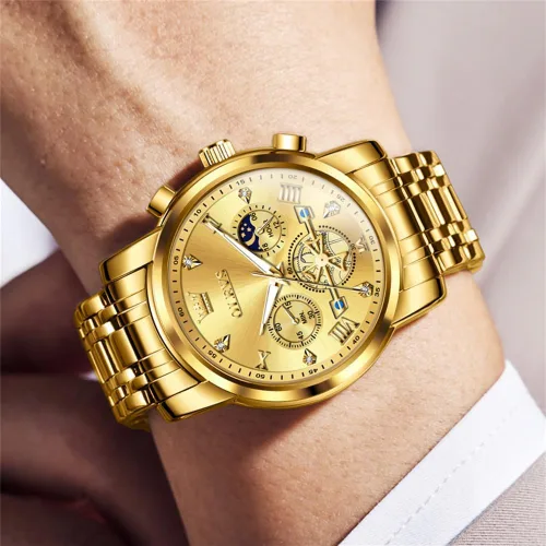 Vista 7 de OLEVS Relojes para hombre de plata, reloj de cronógrafo de acero inoxidable para hombre, reloj analógico de cuarzo de cara grande para hombre