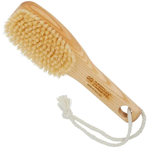 Vista 10 de Kent FD3 Cepillo exfoliante corporal de madera de haya de lujo con cerdas blancas 100% puras. Mango largo con cabeza desmontable, espalda