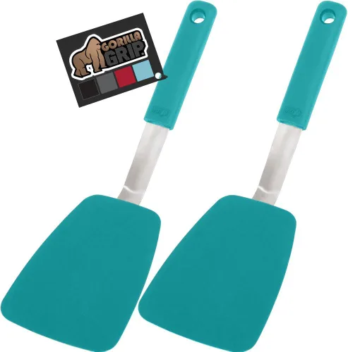 Vista 14 de GORILLA GRIP Espátula de silicona flexible de grado alimenticio, cabezal resistente al calor para sartén antiadherente, mango de goma suave