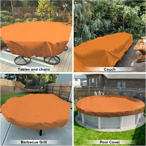 Vista 104 de Fundas para muebles de patio, impermeables, resistentes a los rayos UV, resistentes a los rayos UV, para exteriores, mesa redonda y rectangular