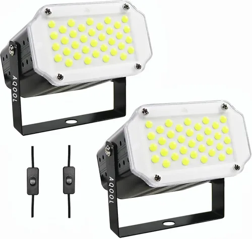 Vista 10 de Luz estroboscópica de Halloween, 36 luces LED estroboscópicas blancas superbrillantes, activadas por sonido y control de velocidad de flash, mini