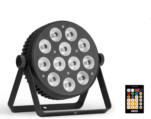 Vista 8 de Luz de escenario LED Par Aluminio sin ventilador Luz de acento DMX RGBW 96W Luces de DJ Activadas por sonido Potente PAR delgado LED Iluminación