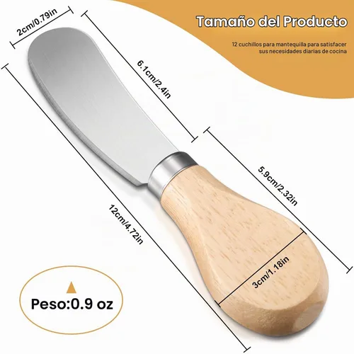 Vista 3 de Patelai - 12 cuchillos esparcidores de queso de 4.7 pulgadas, cuchillo
