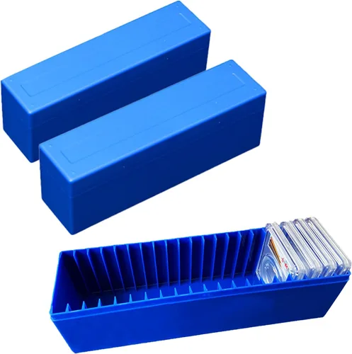 Vista 9 de MUDOR Caja de almacenamiento de losa para monedas PCGS, NGC, soporte para monedas de 20 losas, azul caja de losa de monedas graduada