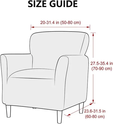Vista 2 de Funda elástica para sillón con brazo de bañera, funda de forro polar para sillón, funda elástica extraíble para sofá individual, para estudio, bar