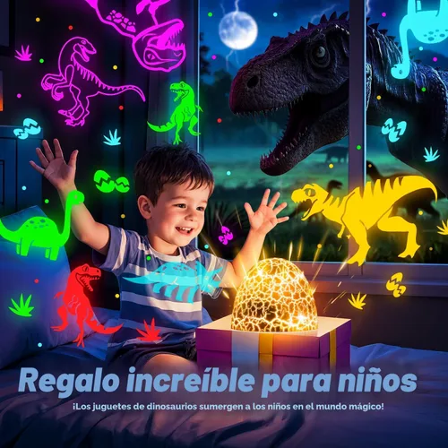 Vista 2 de PIKOY Juguetes de dinosaurio para niños de 3 a 5 años, regalos de Pascua para niños, juguetes de luz nocturna, proyector de luz nocturna, huevos