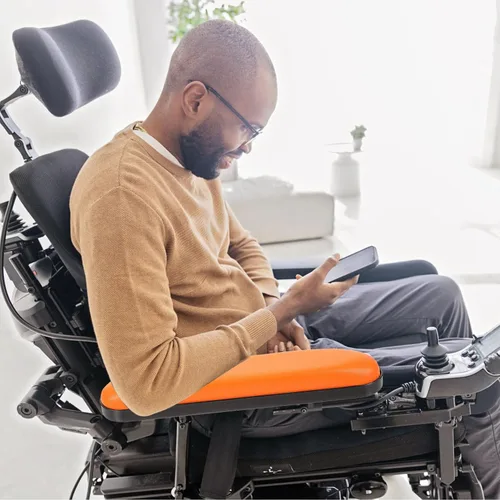 Vista 2 de EXCEART 2 almohadillas para brazos para silla de ruedas, almohadilla de pantorrilla para silla de ruedas, reposapiernas elevadoras, para silla