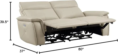 Vista 10 de Lexicon Raelynn Power - Sofá biplaza reclinable doble, color gris pardo gris topo
