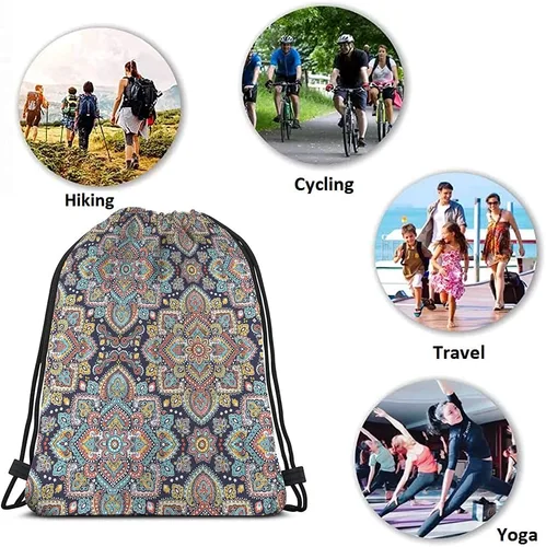 Vista 7 de Beabes Bohemia Retro Rayas Cordón Bolsas Mochila Gimnasio Bolsa con Cordón, Multi-a101, Mochilas de viaje