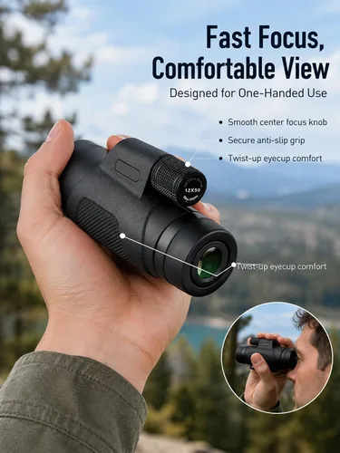 Vista 4 de Monocular de 12x50 con adaptador de teléfono y trípode