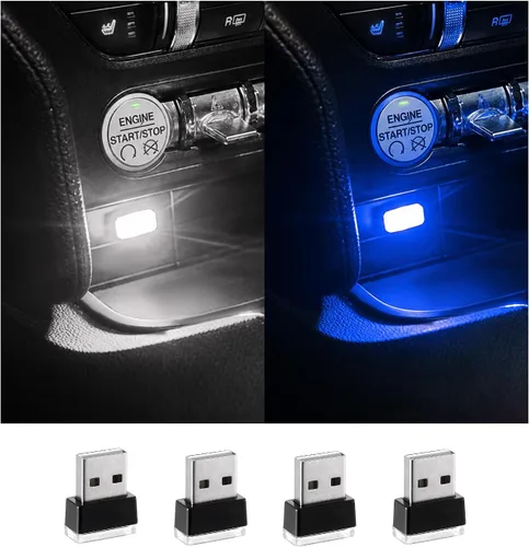 Vista 16 de Augeny 4 PCS Lámpara de Atmósfera Interior de Coche LED USB, Luz Nocturna Decorativa Enchufable USB, Kit de Iluminación Ambiental Portátil para 2