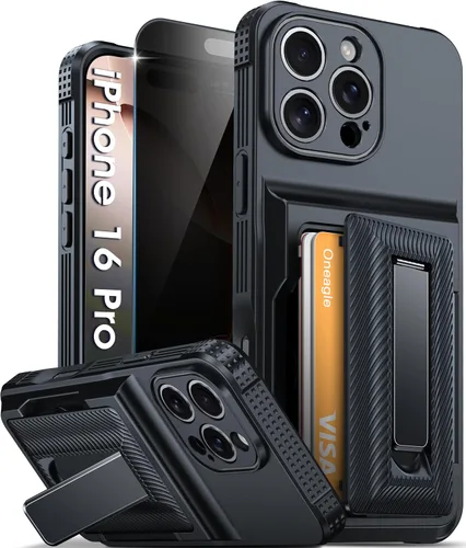 Vista 26 de Oneagle Funda tipo cartera para iPhone 16 Pro Max con tarjetero y soporte
