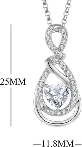 Vista 3 de JO WISDOM Collar de corazón infinito para mujer, colgante de plata de ley 925 con cadena con circonita cúbica 3A