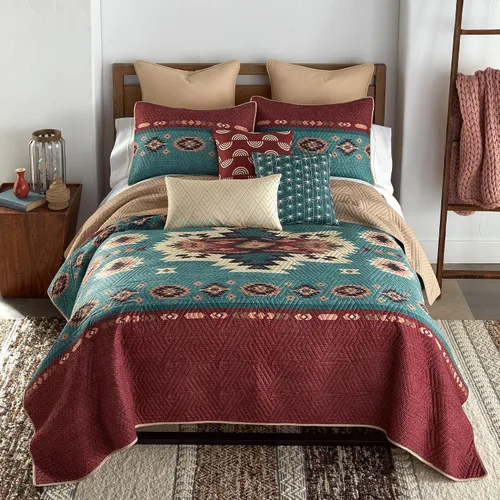 Vista 8 de Donna Sharp 25 Suroeste (Apache, Queen Set) Incluye edredón y dos fundas de almohada, lavable a máquina