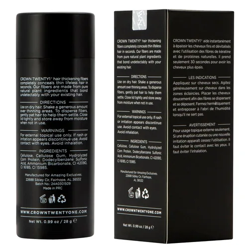 Vista 3 de CROWN Fibras para la construcción del cabello (0.99 oz), cubren instantáneamente el cabello fino y adelgazante para un aspecto más grueso